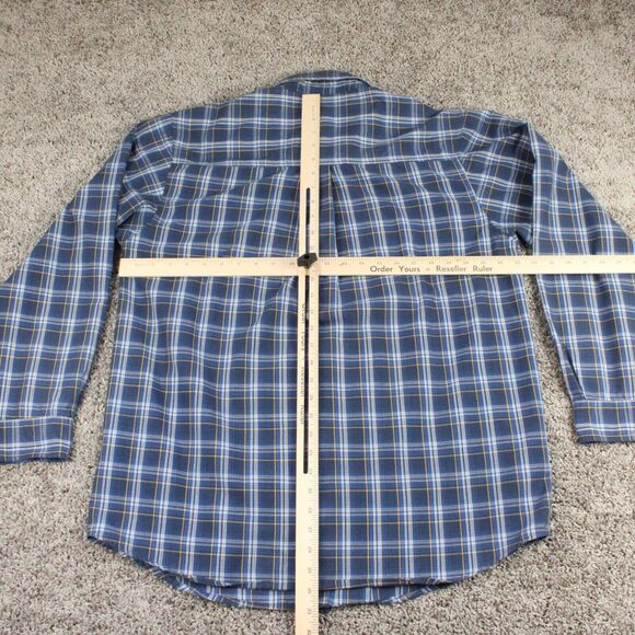 Wrangler Rugged Wear Shirt Mens Large Blue Plaid Long Sleeve Western Fit - Picture 6 of 8